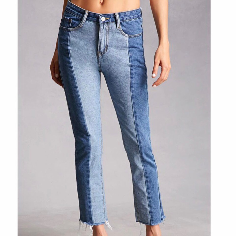 Two tone mid rise F21 jeans